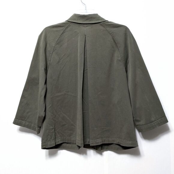 CHICO'S Green Chambray Swing Coat M/8 - Picture 3 of 8